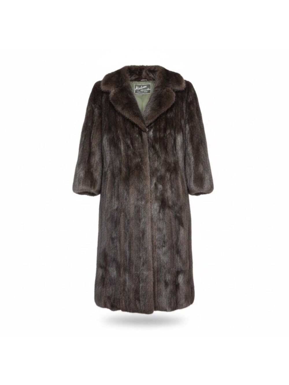 Alaskan Womens Dark Brown Mink Fur Coat Authentic Luxurious Mid-Length